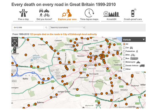 Figure 93. <em>Every death on the road in Great Britain 1999-2000</em> (BBC)
