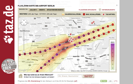 Figure 25. <em>Airport noise map</em> (Taz.de)
