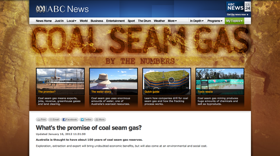 Figure 13. <em>Coal Seam Gas by the Numbers</em> (ABC News Online)